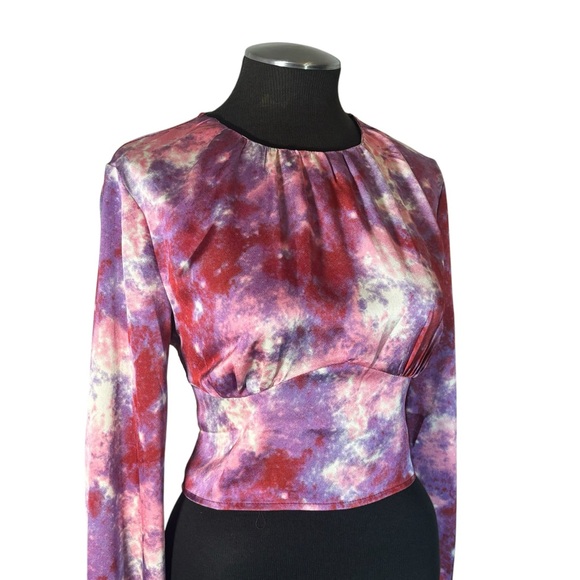 Nasty Gal – Space Dye Corset Waist Balloon Sleeve Crop Top – Size 8 – NWT - Picture 4 of 10